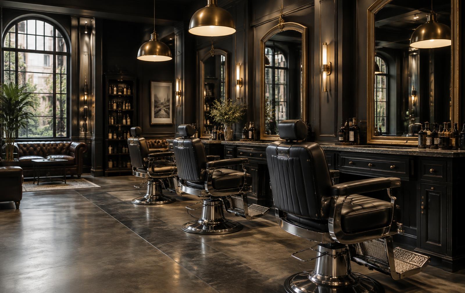 The Crown Barbers interior with traditional barber chairs